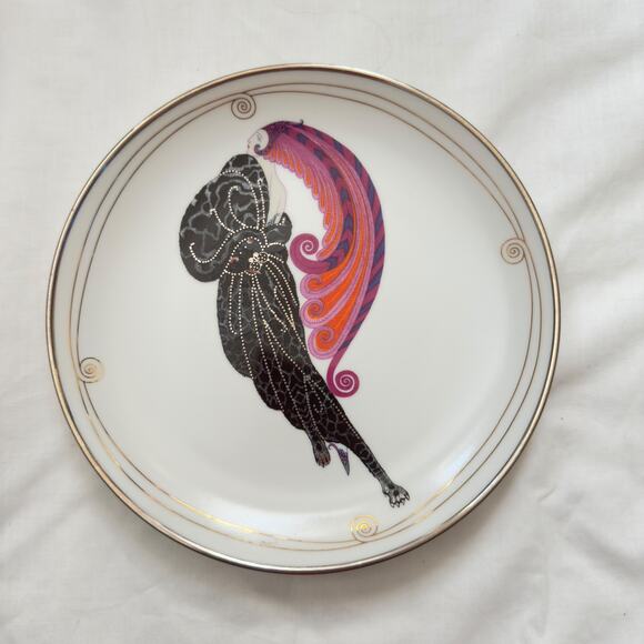 House of Erte Art Deco Seven Arts set of 6 Gilded Plates Franklin Vintage 1990s - Picture 3 of 16